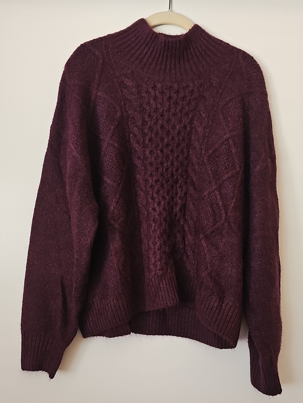 GAP Cable Knit Mock Neck Sweater - Plum